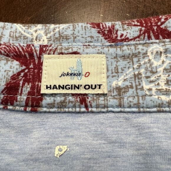Johnny-O Hangin' Out Blue Graphic Wipeout Short Sleeve Polo Stretch Men's Size L - Picture 5 of 10